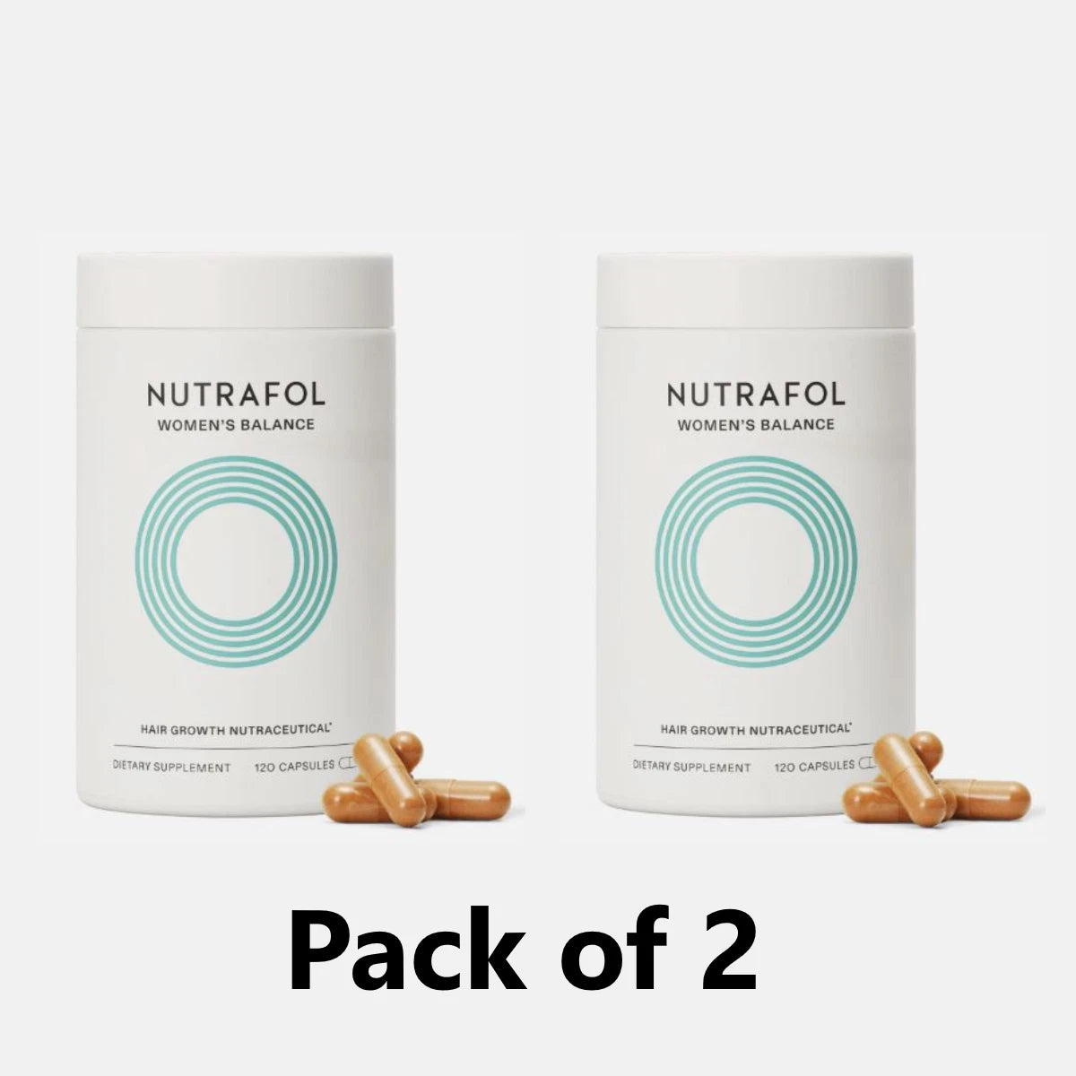 Pack of 2 Nutrafol Women's Balance - 240 Capsules Glass Bottle